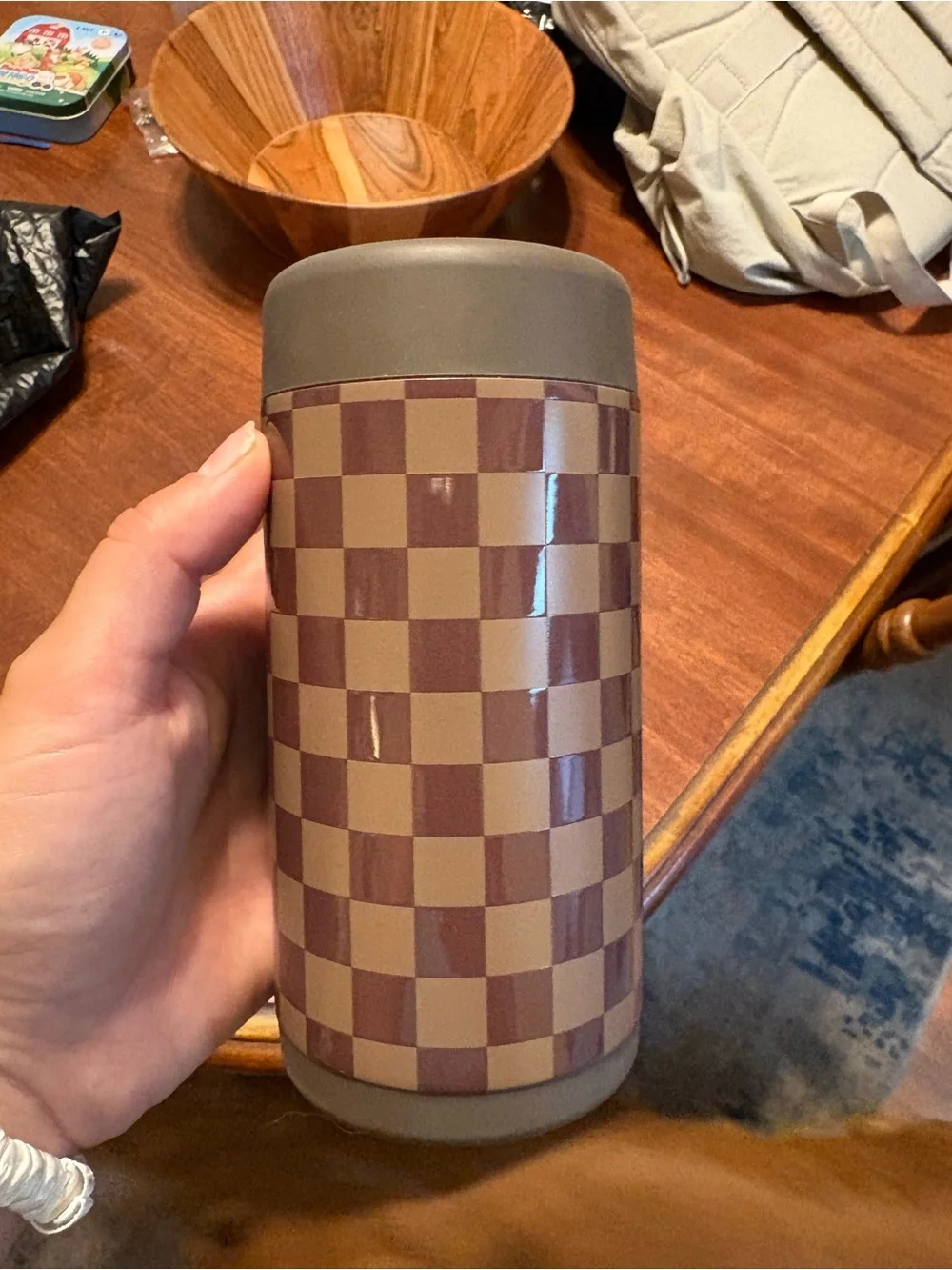 HydroJug Brown Checkerboard Insulated slim can koozie